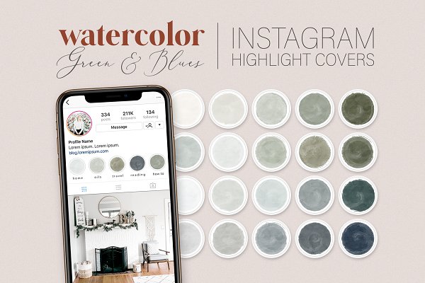 Download Green & Blue Instagram Cover Icons