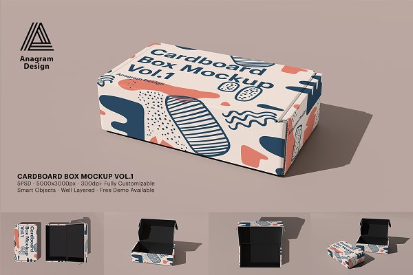 Download Blank Cardboard Box Mockups