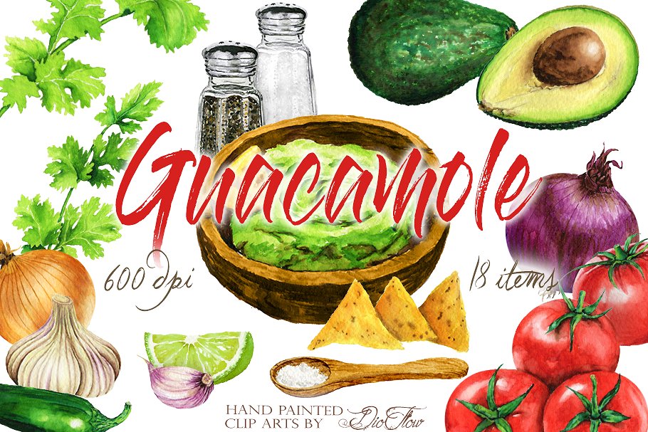 Download Guacamole Watercolor Clip Art