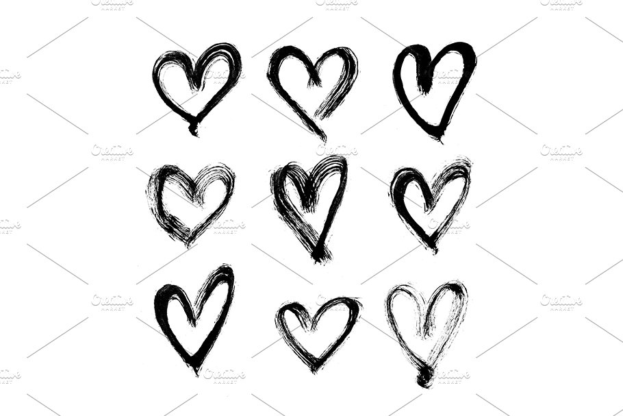 Download Set of Hand Drawn Hearts