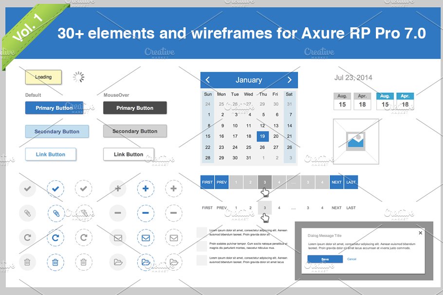 Download 30+ elements for Axure Pro 7.0 Vol.1