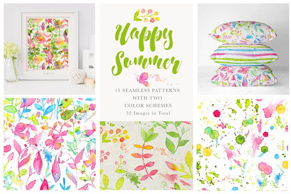 Download Happy Summer Seamless Patterns