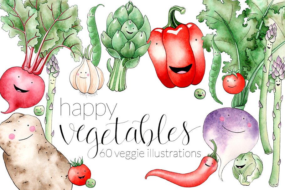 Download Happy Watercolor Vegetables