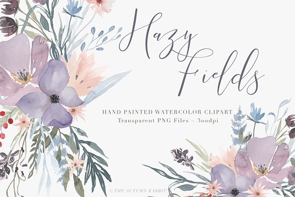 Download Watercolor Floral Clipart - Hazy