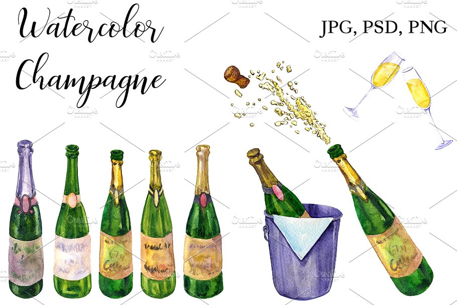 Download Watercolor Champagne