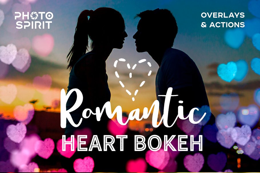 Download Romantic Heart Bokeh Photo Overlays