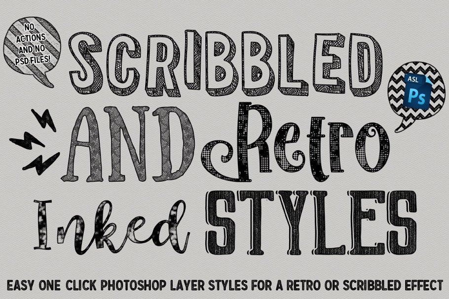 Download Scribbled And Retro Inked Styles