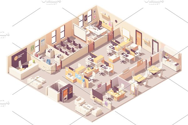 Download Isometric office interior plan