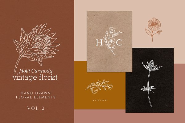 Download Hand drawn floral logo elements Vol2