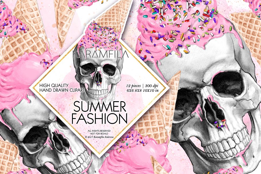 Download Skull with Melting Ice-Cream Hat
