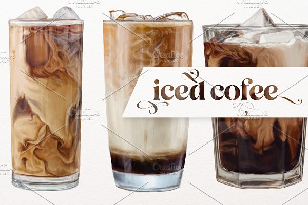 Download 30% off. Iced coffee illustrations