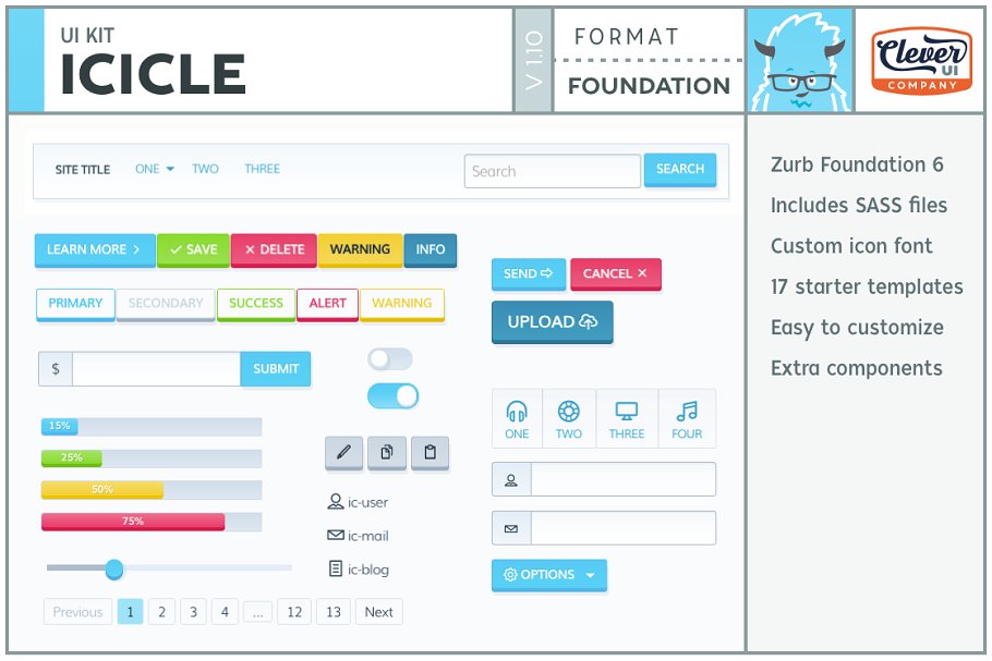 Download Icicle UI Kit for Zurb Foundation 6