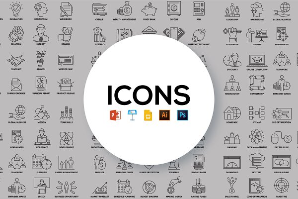 Download 100 line business icons