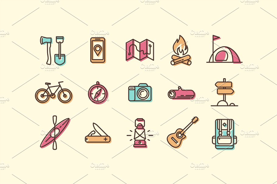 Download Camping and Hiking Icons