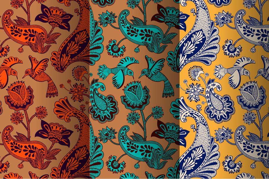 Download Birds an Paisley patterns