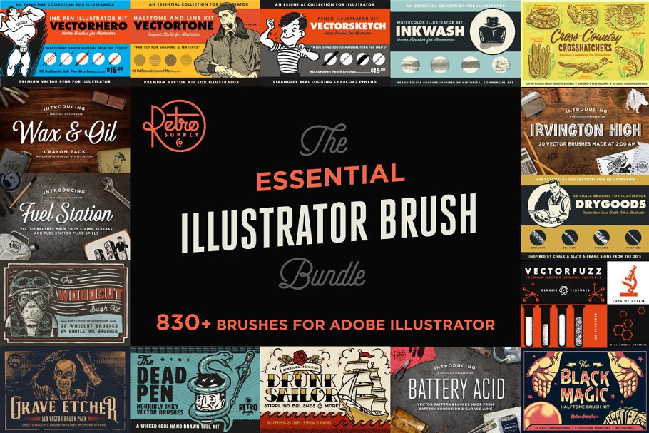 Download Essential Illustrator Brush Bundle
