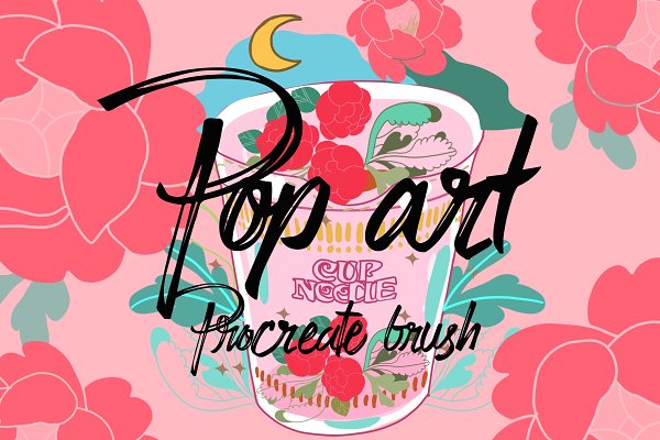 Download peony pop art procreate stamp brush