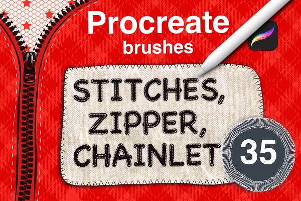 Download Sewing stitches set. Procreate brush