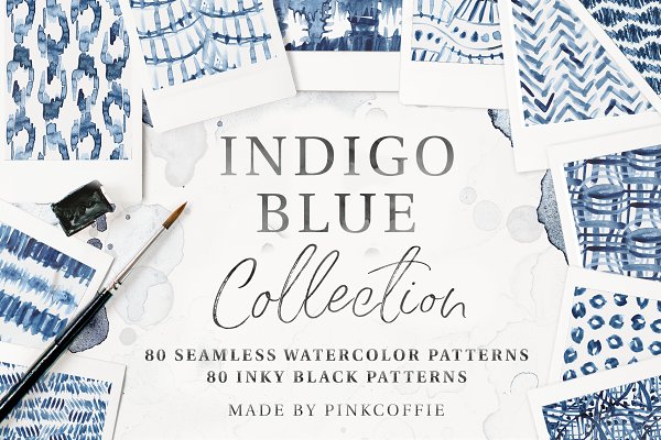 Download 80 Indigo Blue Watercolor Patterns