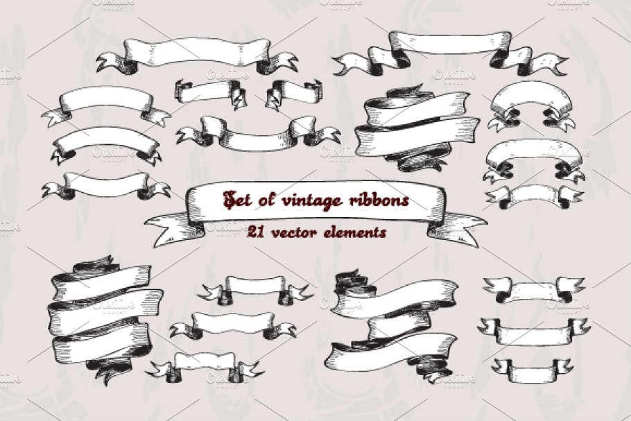 Download Hand drawn vintage ribbons