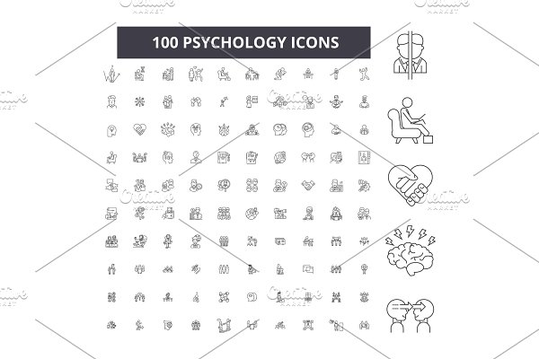 Download Psychology editable line icons
