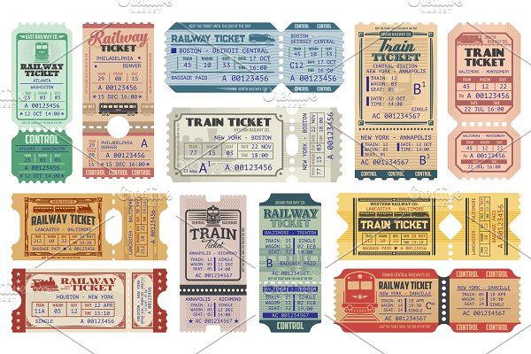 Download Retro railway train tickets