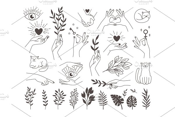 Download Collection icons magic hands tattoo