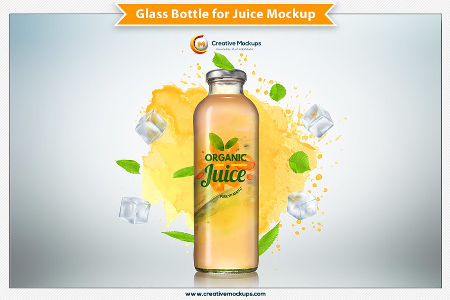 Download Glass Bottle for Juice Mockup