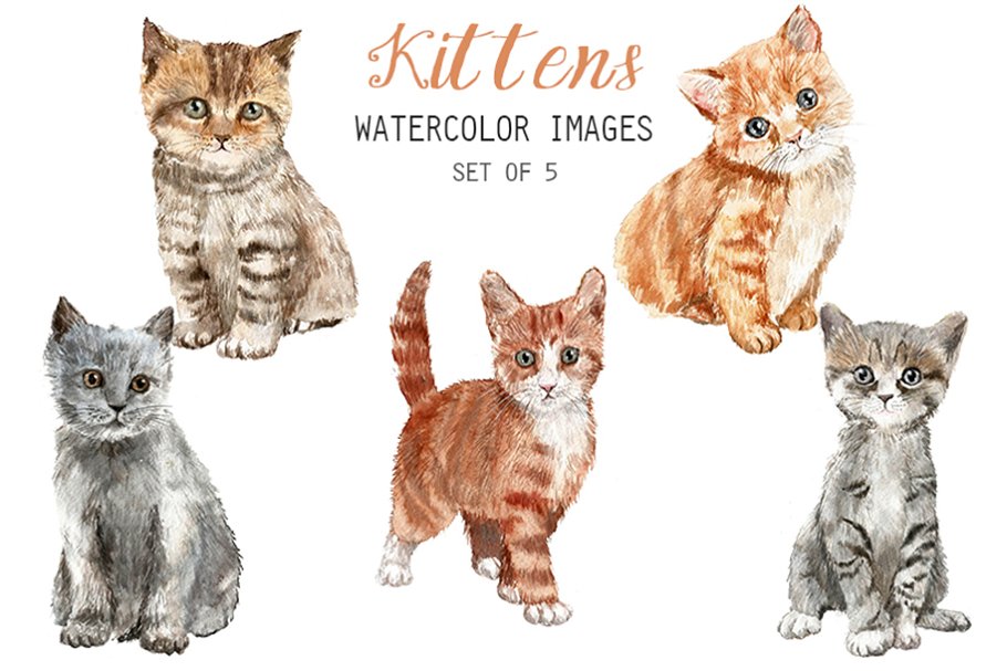 Download Watercolor Kittens Clipart