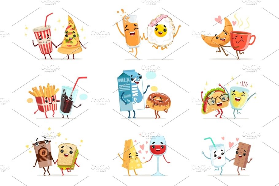 Download Cute comic food cartoon characters