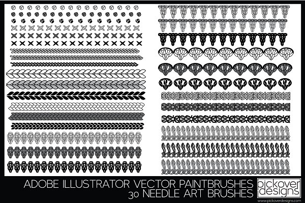 Download 30 Needle Art Brushes - Illustrator