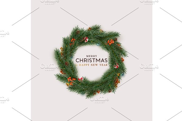 Download Christmas wreath realistic pine