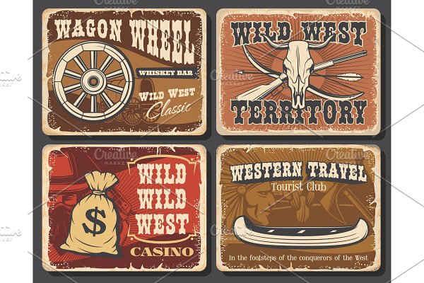 Download Wild West vector vintage posters