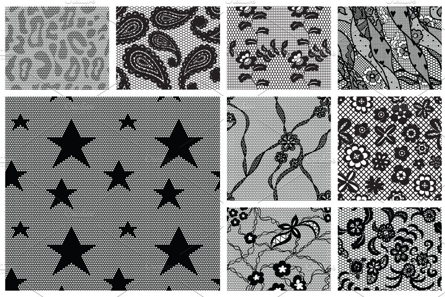 Download 13 Lacy vector seamless patterns