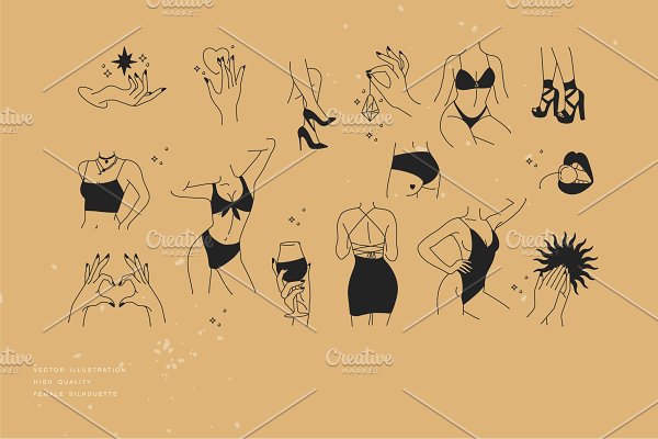 Download Female silhouette icons