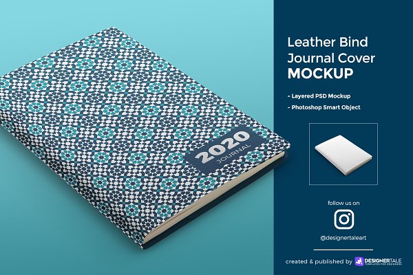 Download Leather Bind Journal Cover Mockup