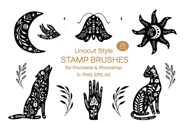 Download Linocut Style Stamp Brushes