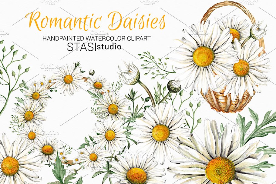 Download Watercolor Daisies Clipart