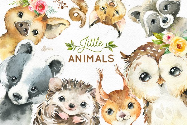 Download Woodland. Little Watercolor Animals