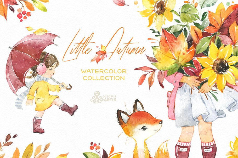 Download Little Autumn. Watercolor Collection