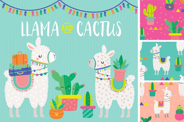 Download Llama & Cactus Clipart