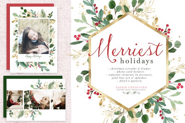 Download Watercolor Christmas Clipart Wreaths