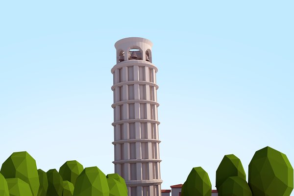 Download Cartoon Low Poly Pisa Tower Landmark