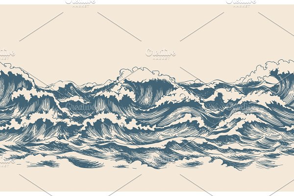 Download Sea waves sketch pattern