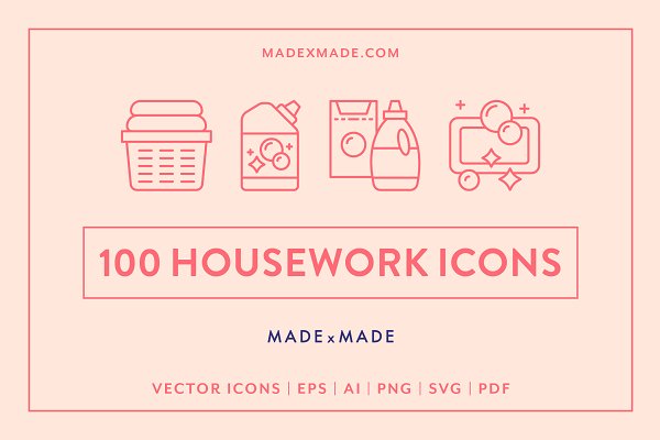 Download Housework Line Icons