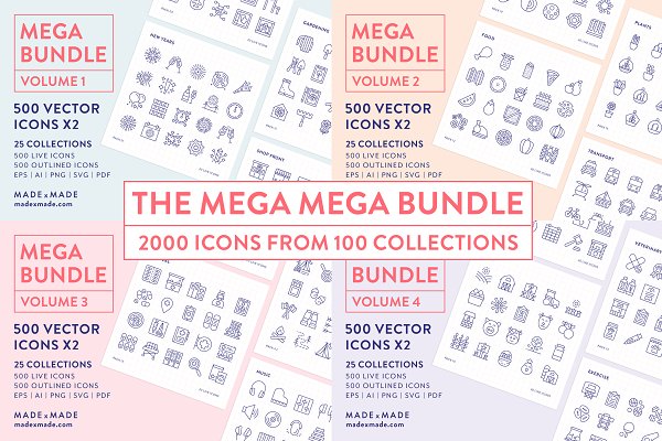 Download 4x Mega Bundle (25% off) Line Icons