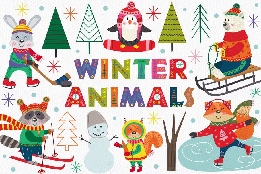 Download winter fun with animals