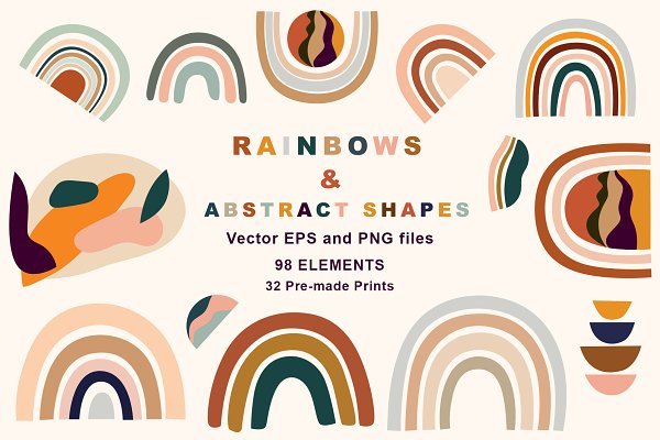 Download Rainbows and Abstract shapes