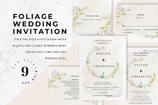 Download Foliage Wedding Invitation