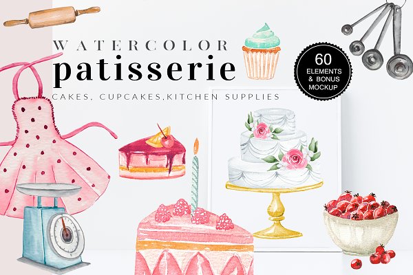 Download Watercolor Patisserie Cake Cliparts
